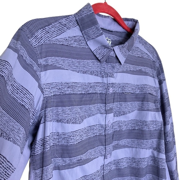 REl Co-op Sahara Pattern Purple Grey Button-Up Long-Sleeve Nylon Shirt Hiking L - Picture 5 of 16